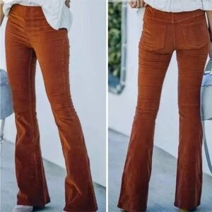NWT Wrangler Corduroy Flare Pants, Pull on - Rust / Burnt Orange - XL
